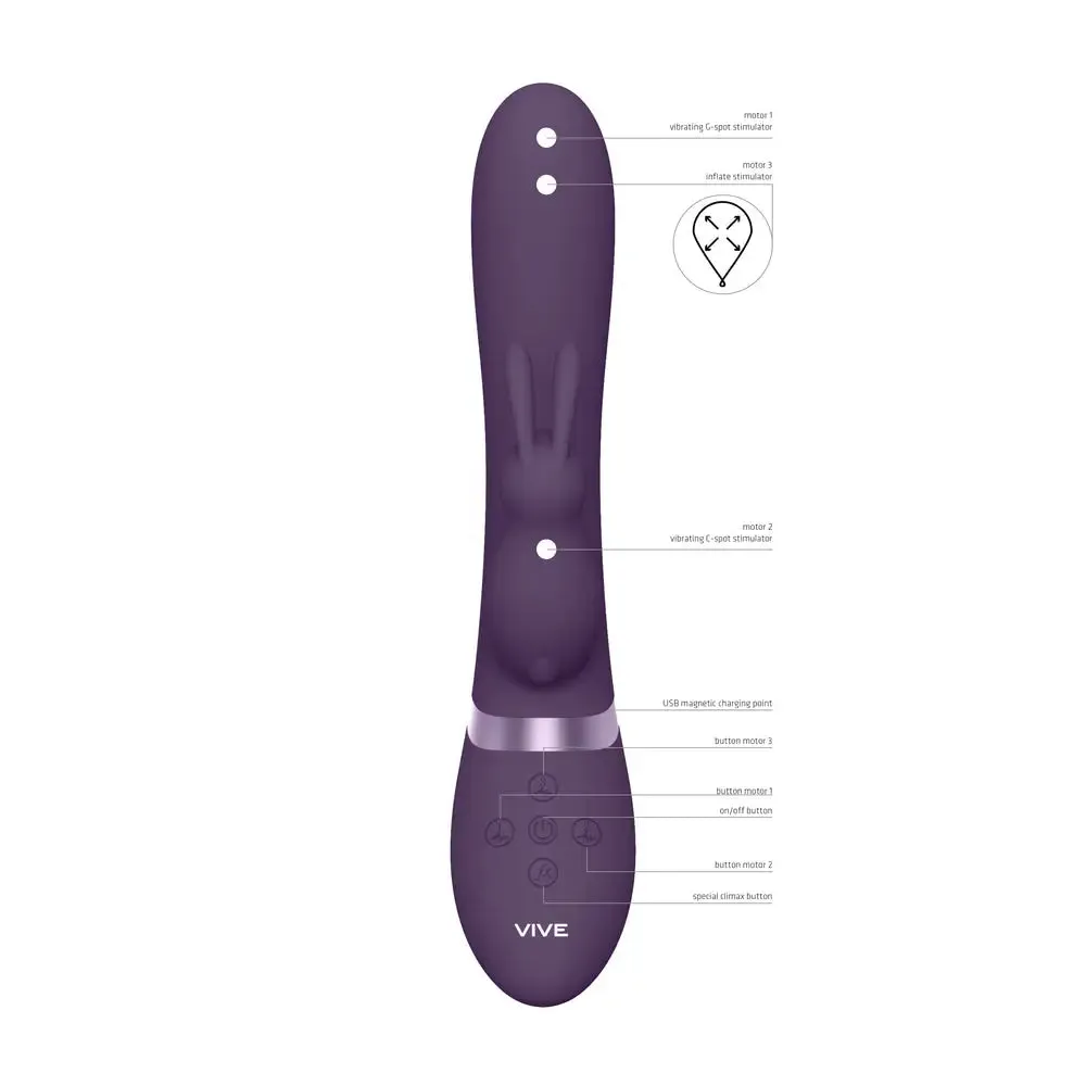 8.39-inch Shots Silicone Purple Rechargeable Rabbit Vibrator