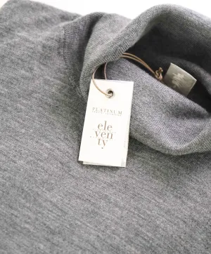 $875 ELEVENTY - Colorblock Gray Ivory *PLATINUM* Wool Turtleneck Sweater - L