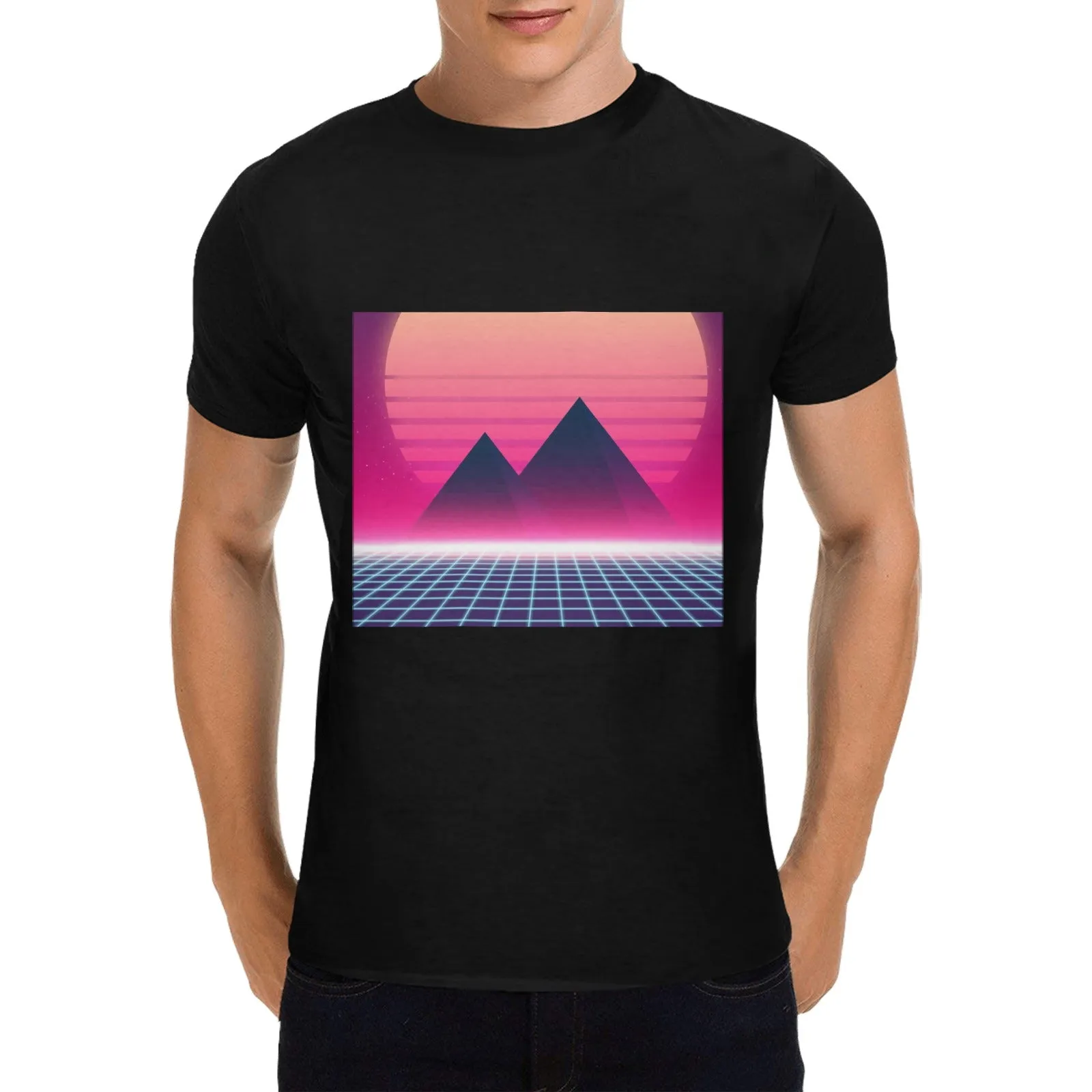 90s Digital Mountain Men's T-shirt 100% Cotton