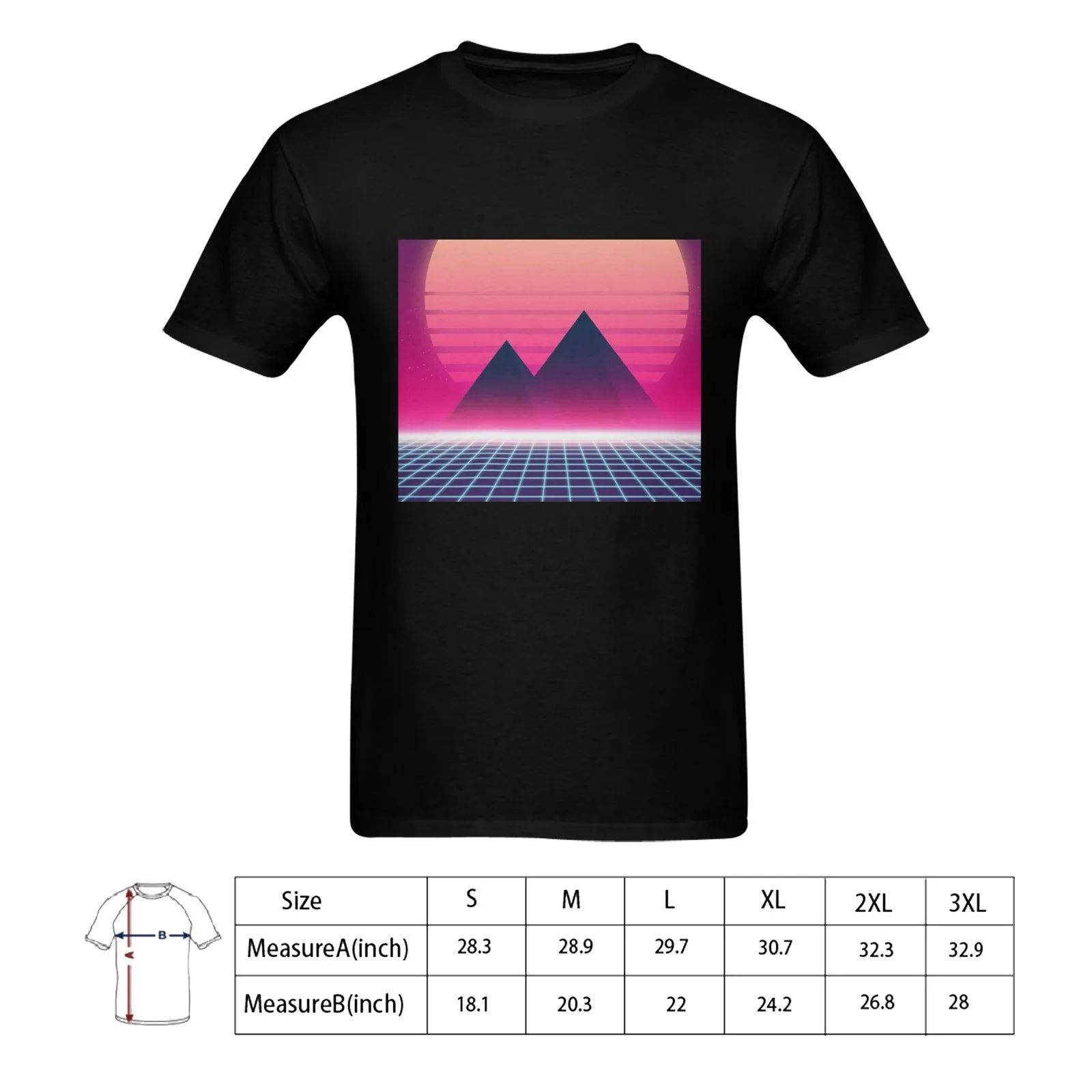 90s Digital Mountain Men's T-shirt 100% Cotton