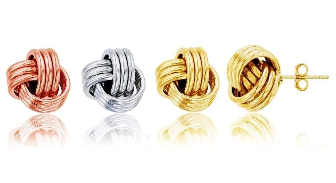 925 Sterling Silver 12mm Polished Love Knot Stud Earrings