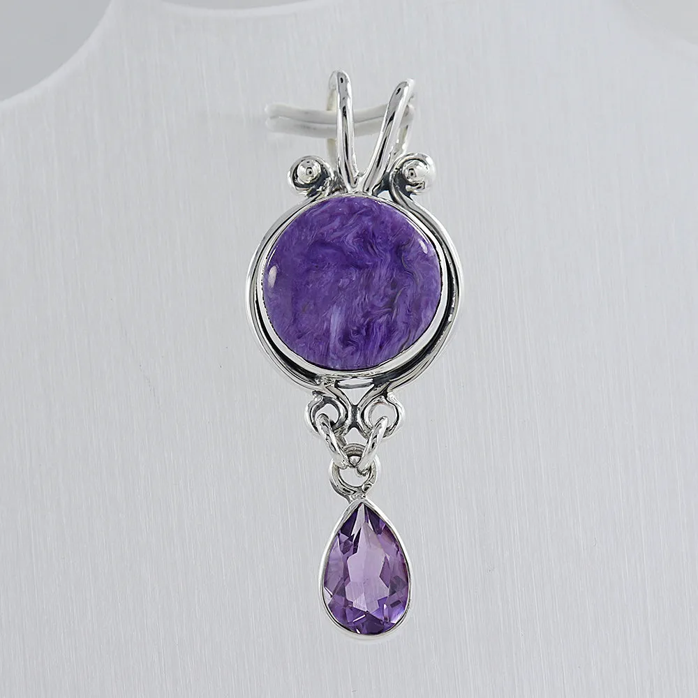 925 Sterling Silver Charoite Pendant