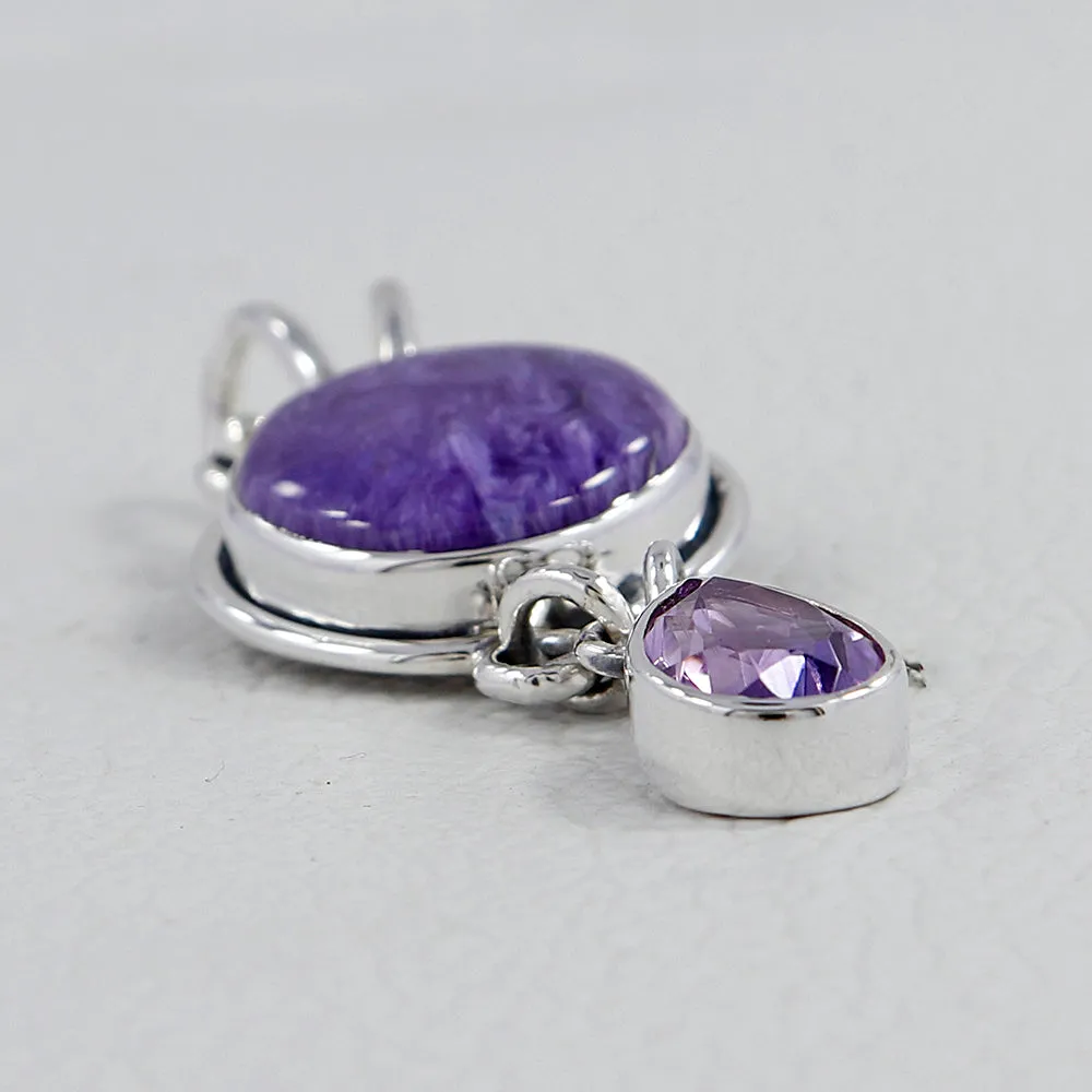 925 Sterling Silver Charoite Pendant