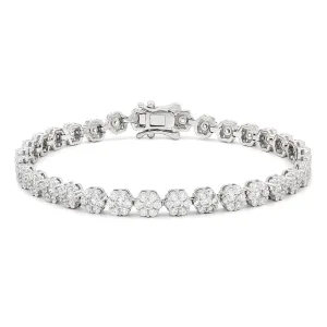 925 Sterling Silver Flower Cluster Tennis Bracelet