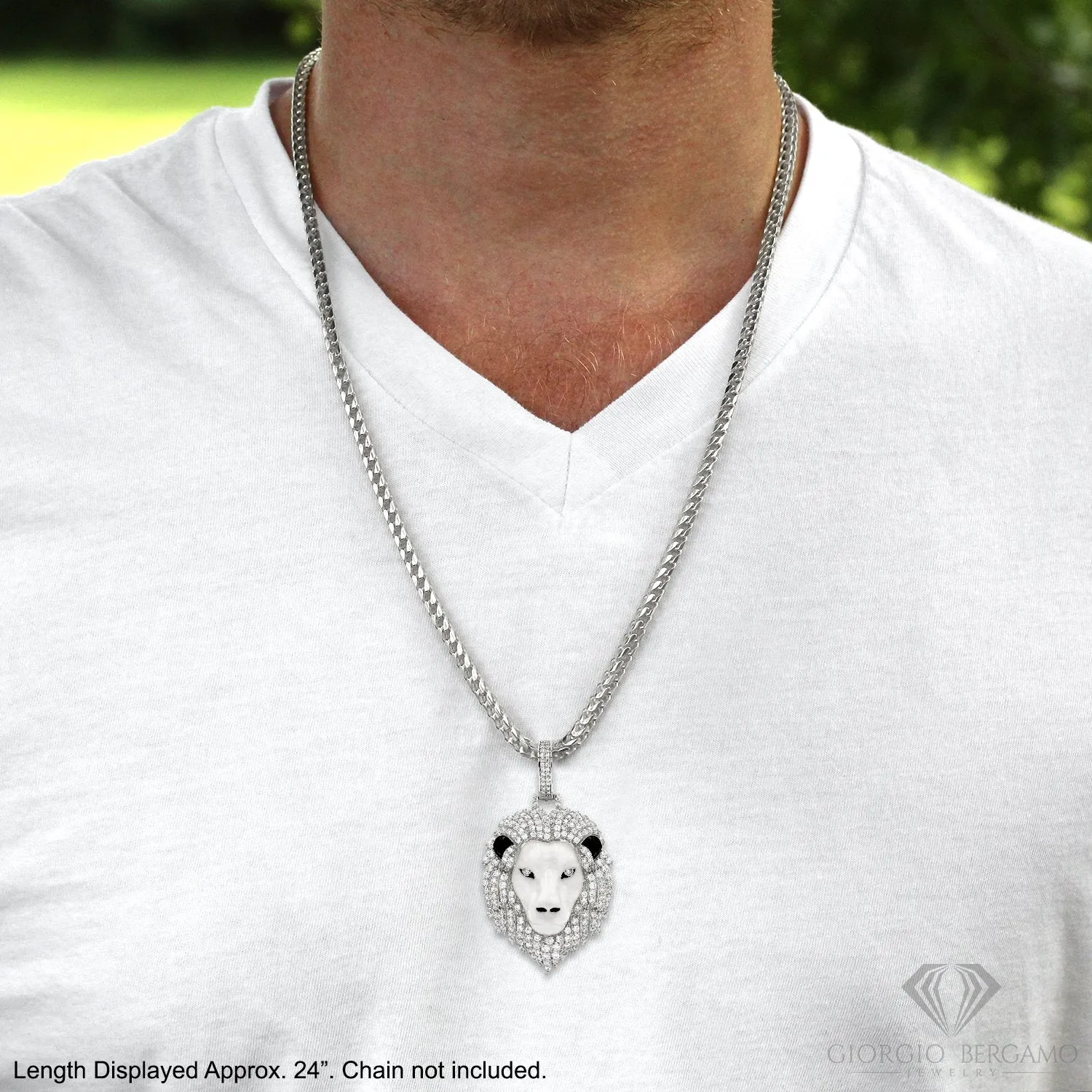 925 Sterling Silver Micro Pave 3D Lion Head Enamel Pendant Only