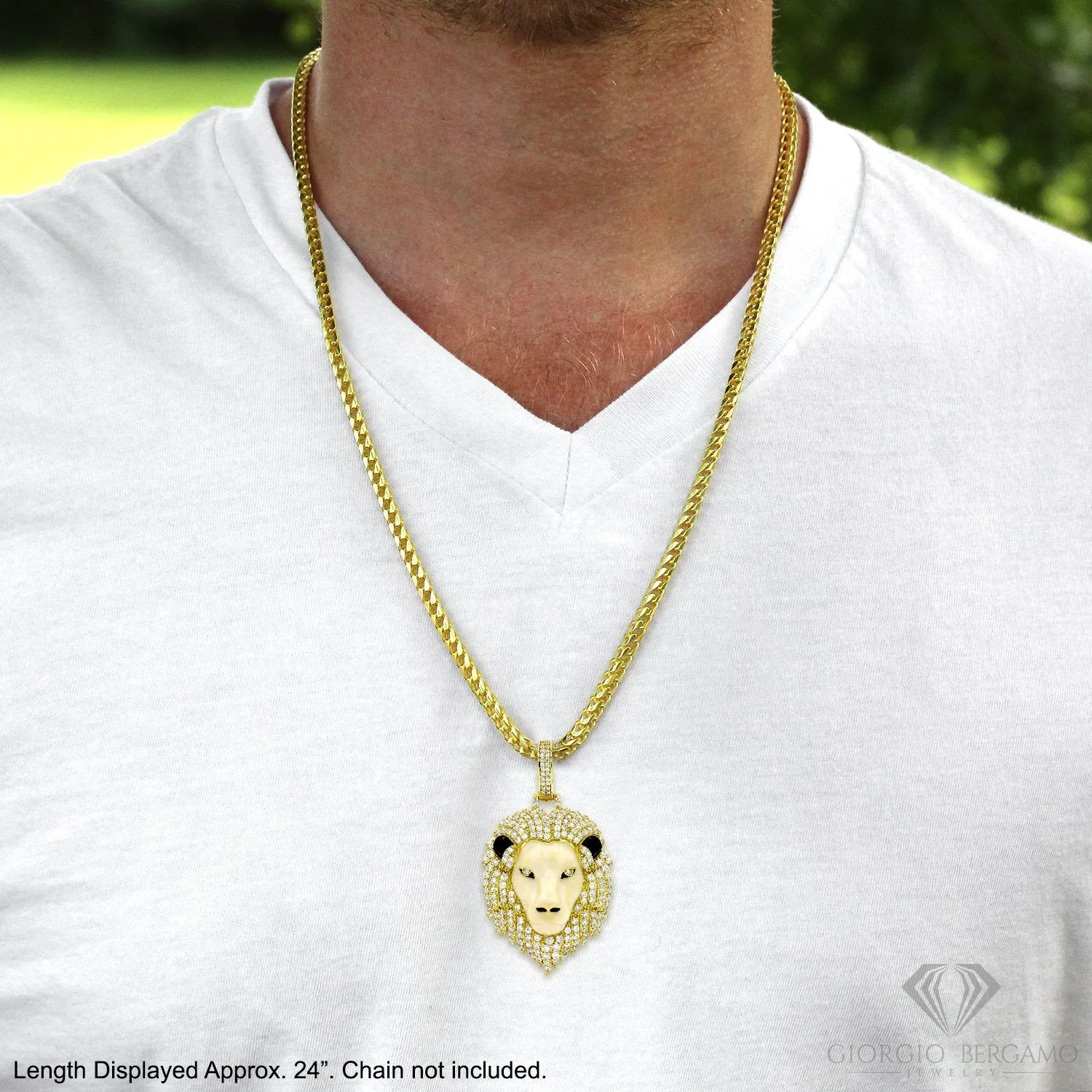 925 Sterling Silver Micro Pave 3D Lion Head Enamel Pendant Only