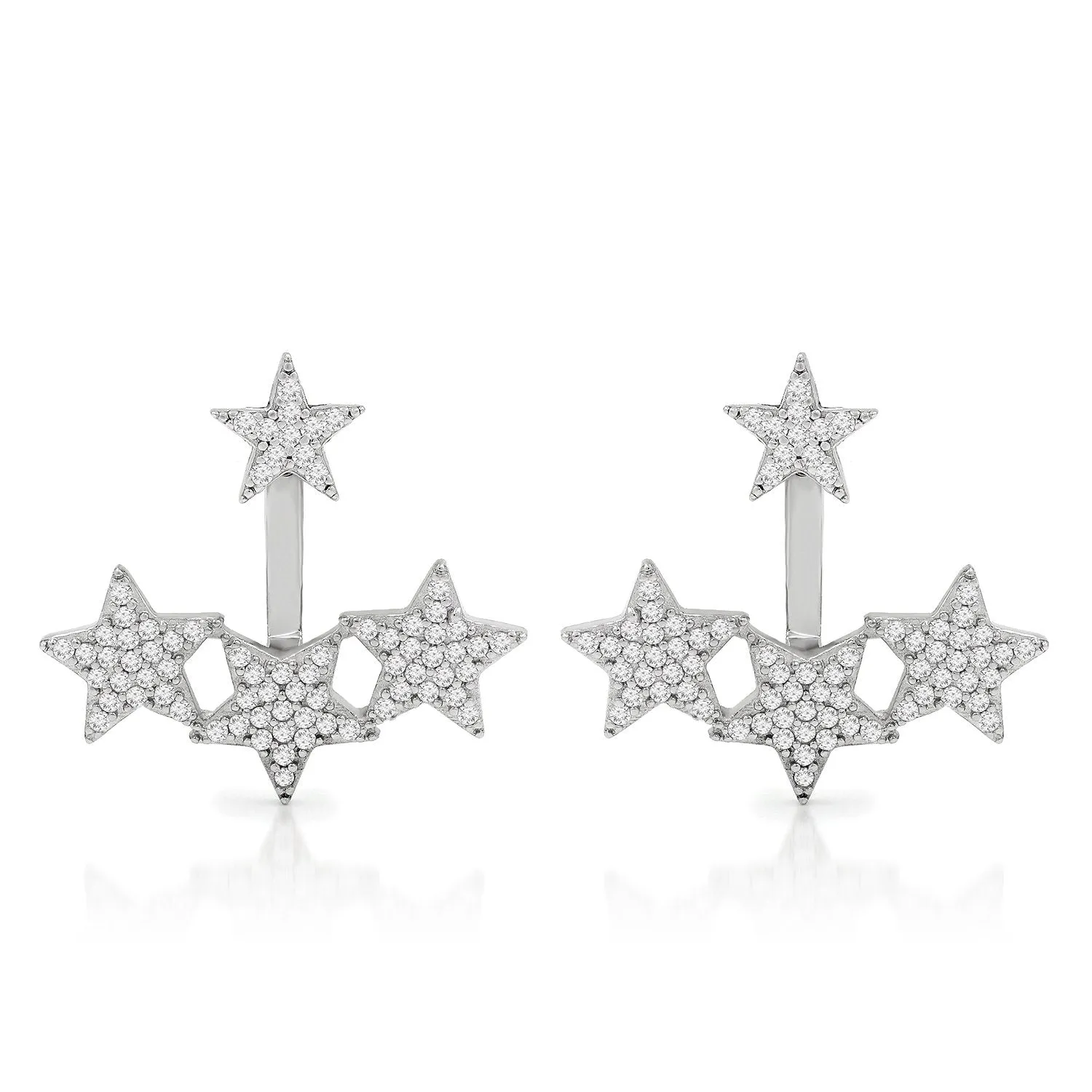 925 Sterling Silver Micro Pave Star Ear Cuff Earring