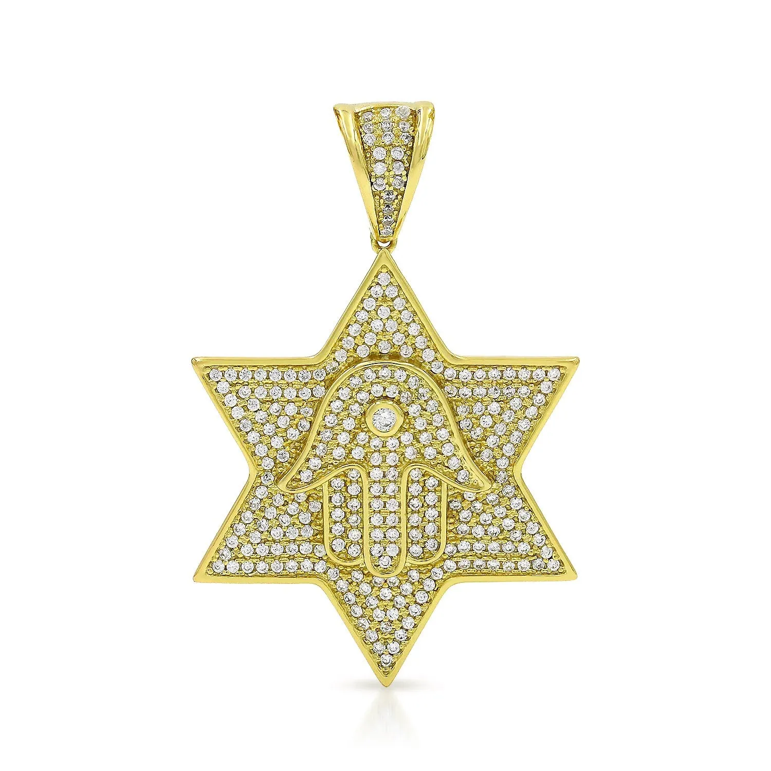 925 Sterling Silver Micro Pave Star of David, Hand of God Hamsa Pendant Only