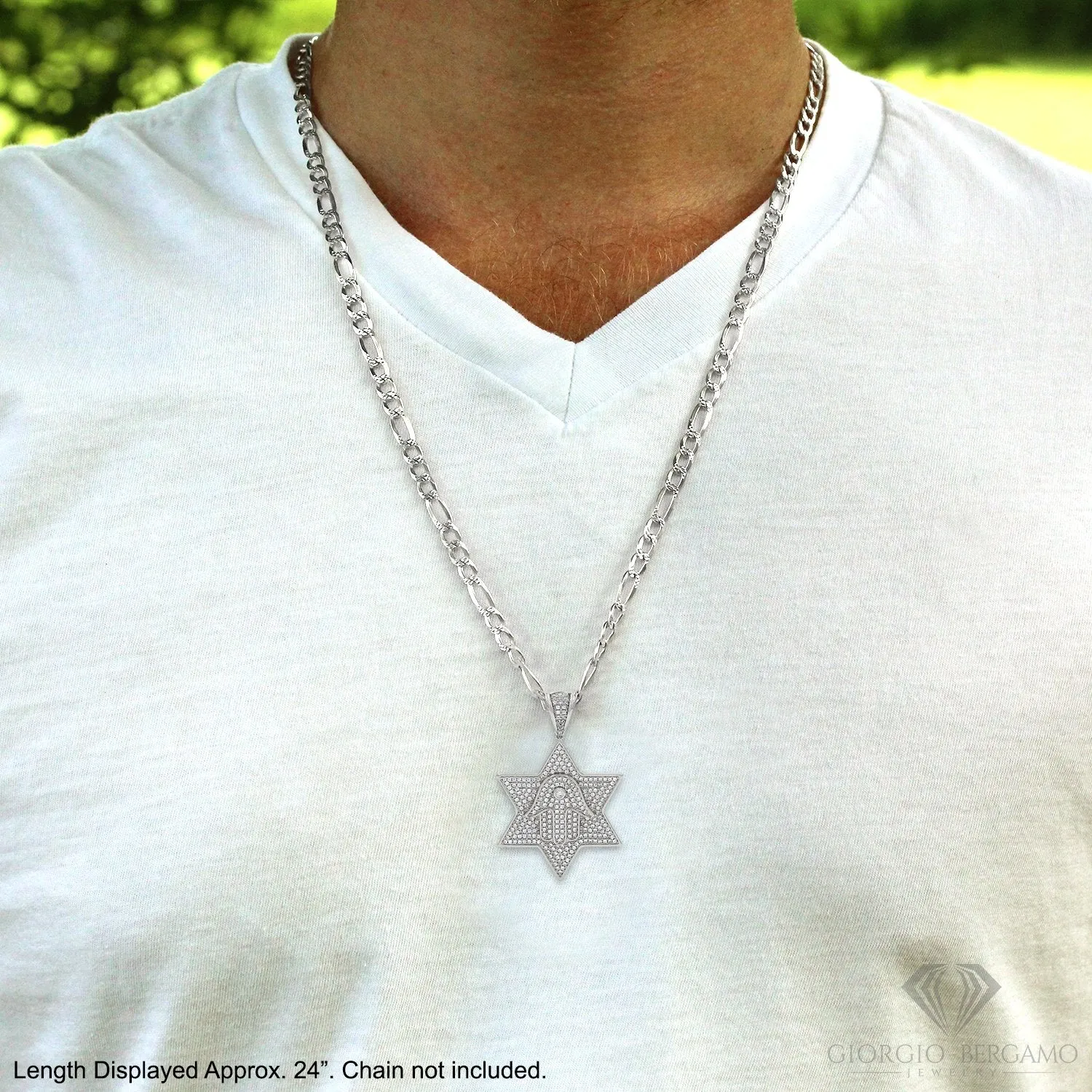 925 Sterling Silver Micro Pave Star of David, Hand of God Hamsa Pendant Only