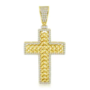 925 Sterling Silver Micro Pave Woven Cross Pendant Only