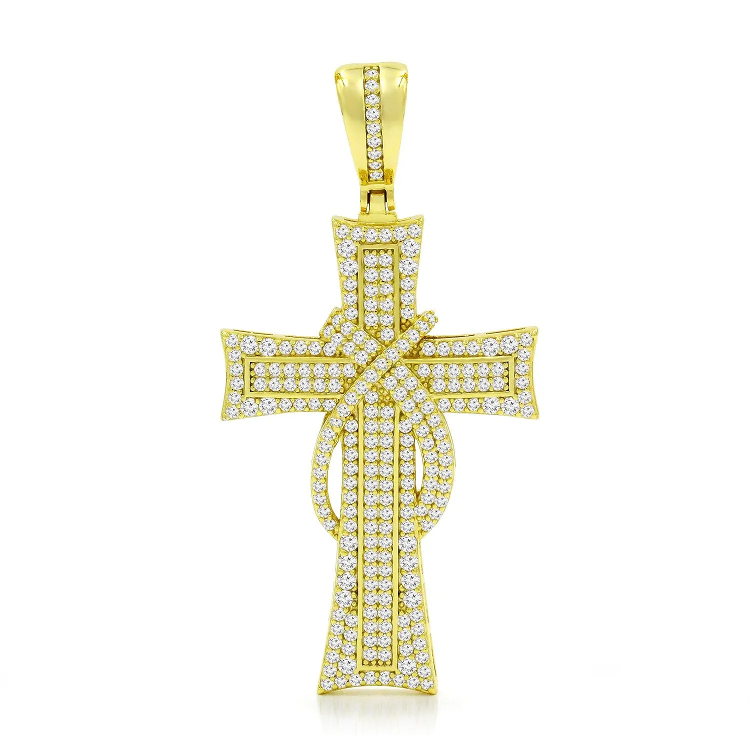 925 Sterling Silver Micro Pave Wrapped Cross Pendant Only
