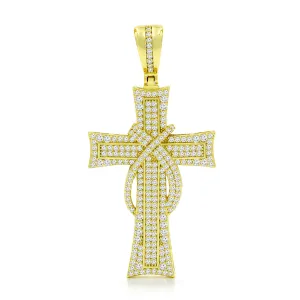 925 Sterling Silver Micro Pave Wrapped Cross Pendant Only