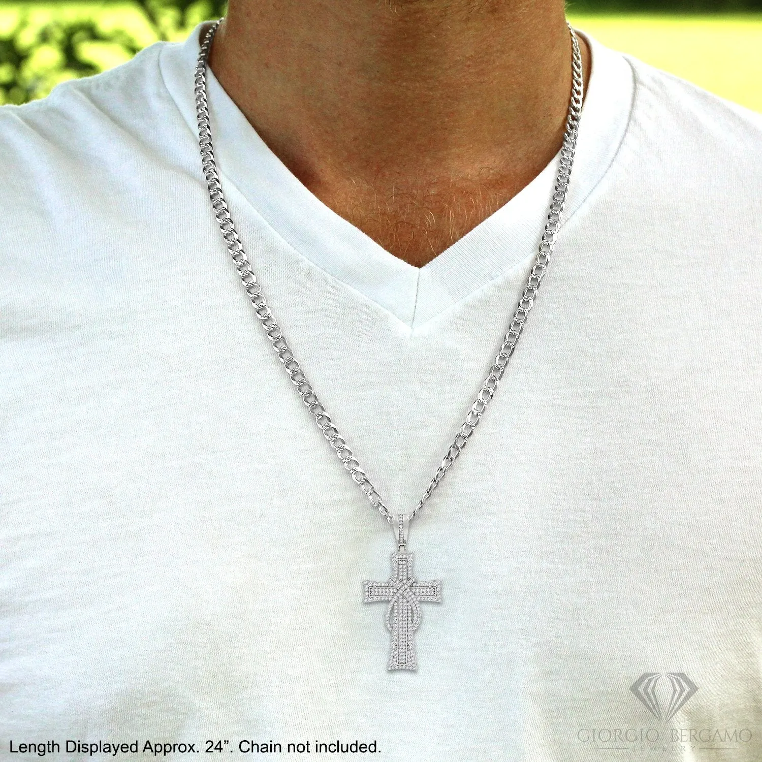 925 Sterling Silver Micro Pave Wrapped Cross Pendant Only
