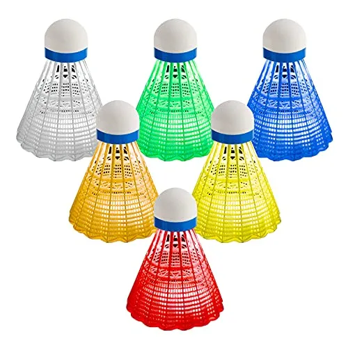 Acmind 6pcs LED Badminton shuttlecocks Nylon Lighting Birdies Sets Glow in The Dark for Backyards Outdoor and Indoor Sport Activities Light up Shuttlecock Birdie Balls Set