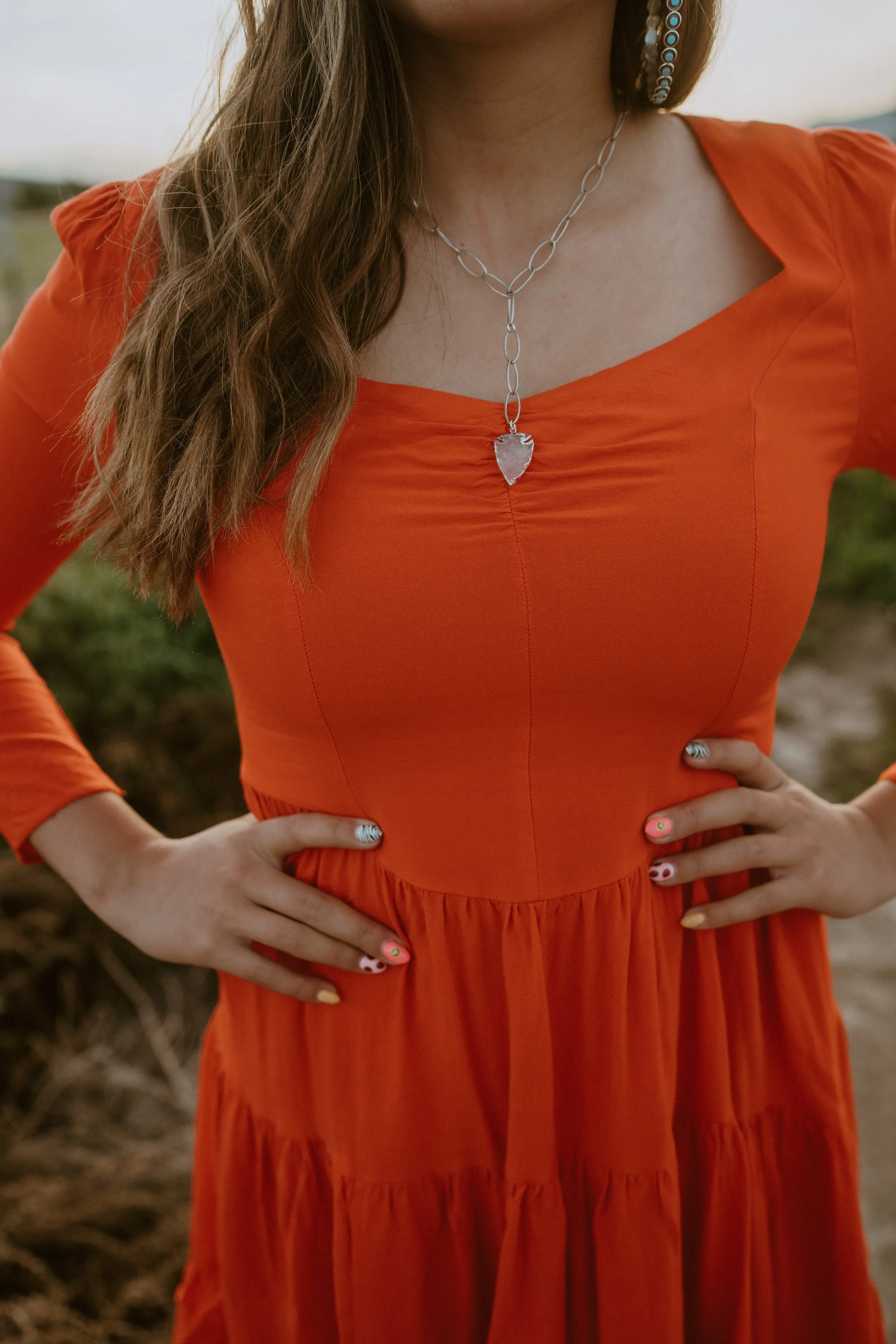 Adeline Necklace | Silver   Pink Arrowhead