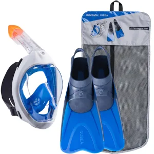 Adults' snorkelling kit Easybreath 500 mask fins - blue