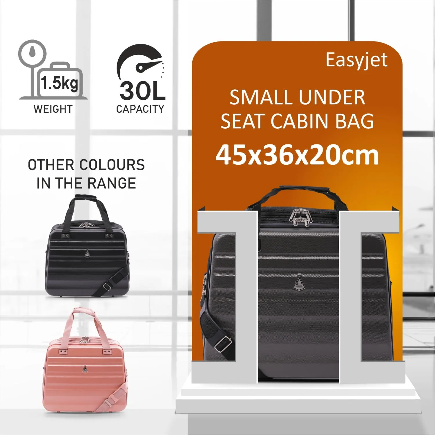 Aerolite New Summer 2024 Easyjet Maximum Size 45x36x20cm Hand Cabin Luggage Approved Hard Shell Travel Carry On Holdall Shoulder Under Seat Flight Bag with 2 Year Warranty