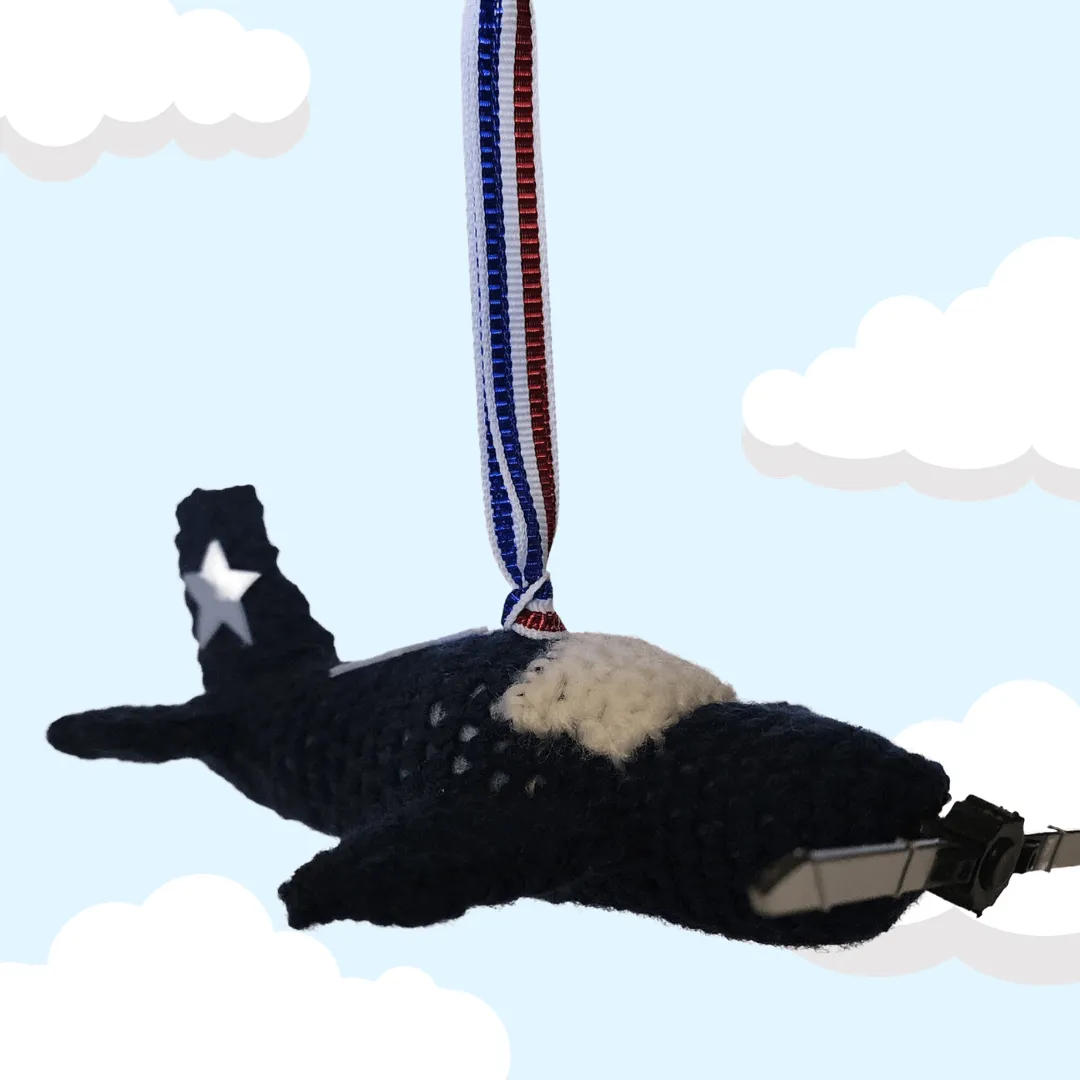 Airplane Christmas Ornament Crochet Pattern - F6F Hellcat WWII Navy Fighter Plane