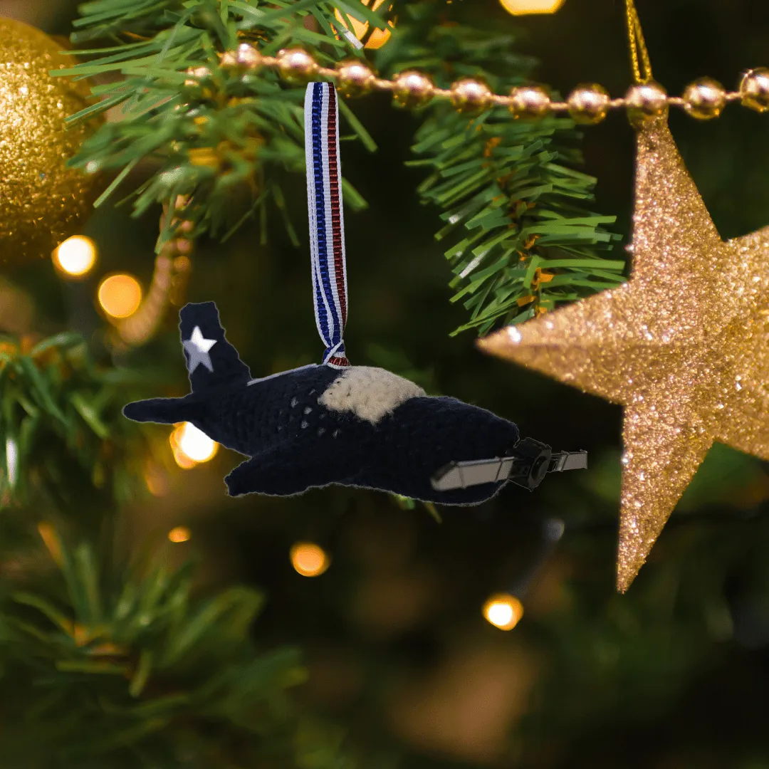 Airplane Christmas Ornament Crochet Pattern - F6F Hellcat WWII Navy Fighter Plane