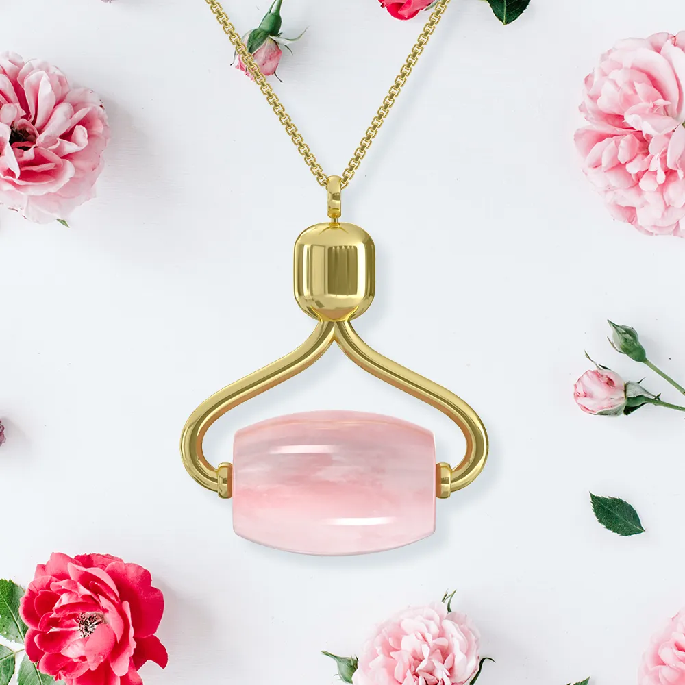 Alana Mitchell Rose Quartz Roller Necklace - Stone Facial Roller