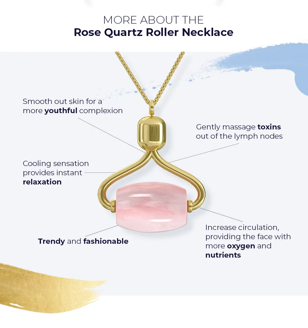 Alana Mitchell Rose Quartz Roller Necklace - Stone Facial Roller