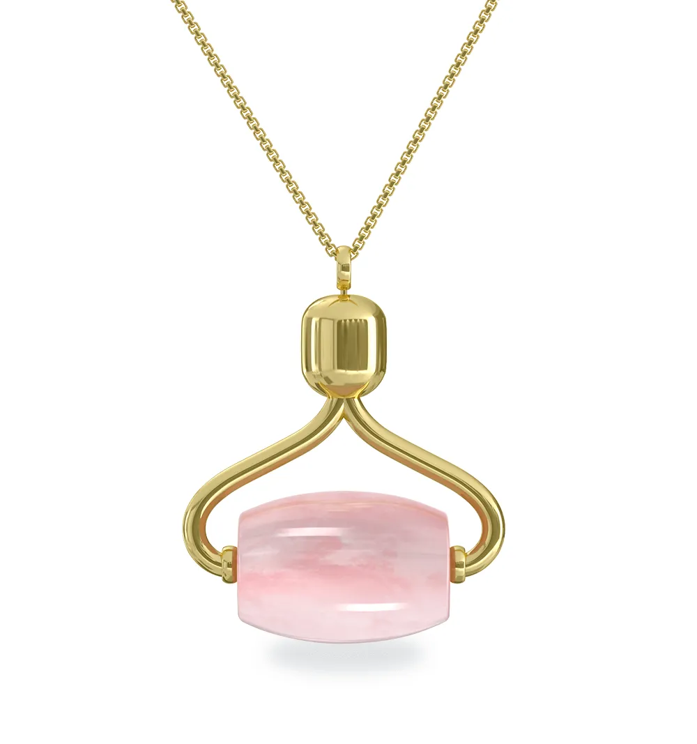 Alana Mitchell Rose Quartz Roller Necklace - Stone Facial Roller