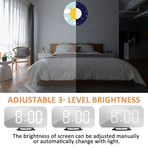 Alarm Clock Digital Clock with Large 6.5'' Easy-Read LED Display Diming Mode