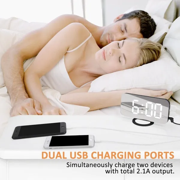 Alarm Clock Digital Clock with Large 6.5'' Easy-Read LED Display Diming Mode