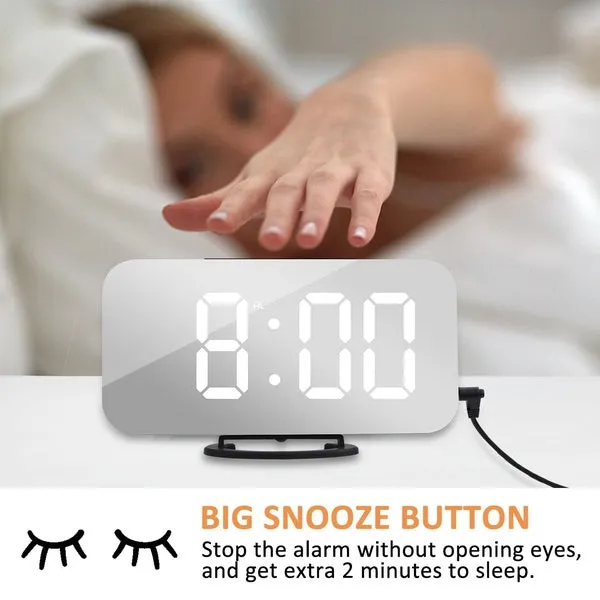 Alarm Clock Digital Clock with Large 6.5'' Easy-Read LED Display Diming Mode