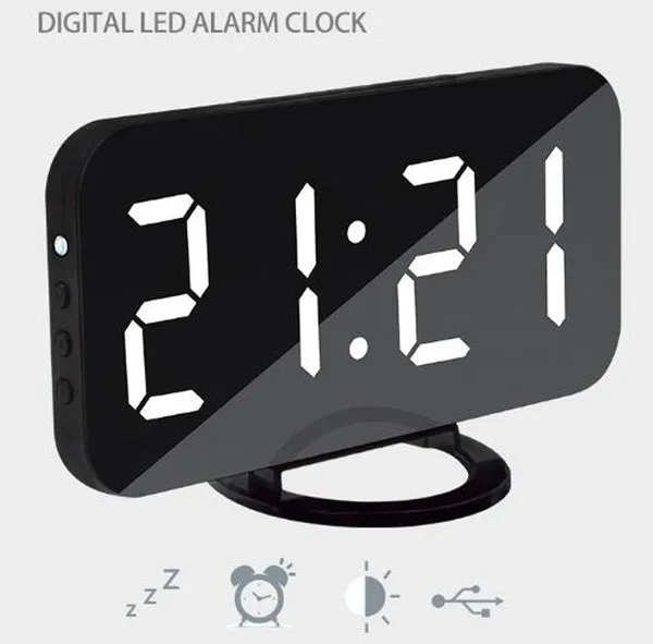 Alarm Clock Digital Clock with Large 6.5'' Easy-Read LED Display Diming Mode