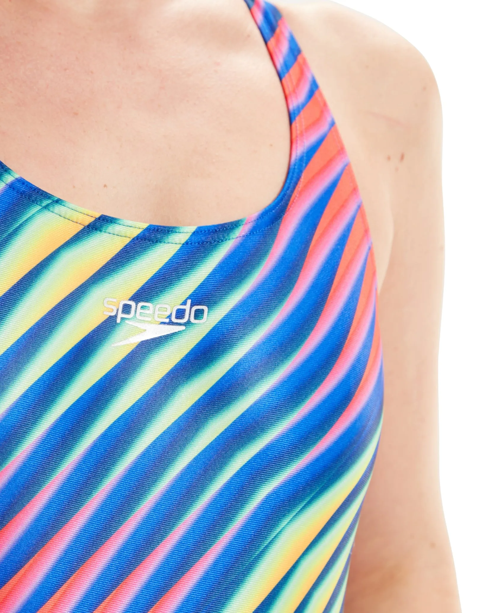 Allover Digital Powerback Swimsuit - Blue/Red
