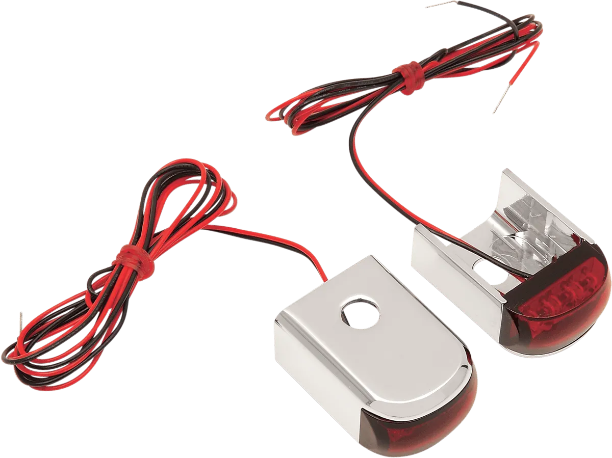 Alloy Art DSL-3 Fender Strut LED Marker Lights - Chrome with Red LED - Red Lens