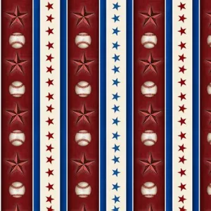 America's Pastime by Quilting Treasures SMALL BASEBALL STRIPE/WINE