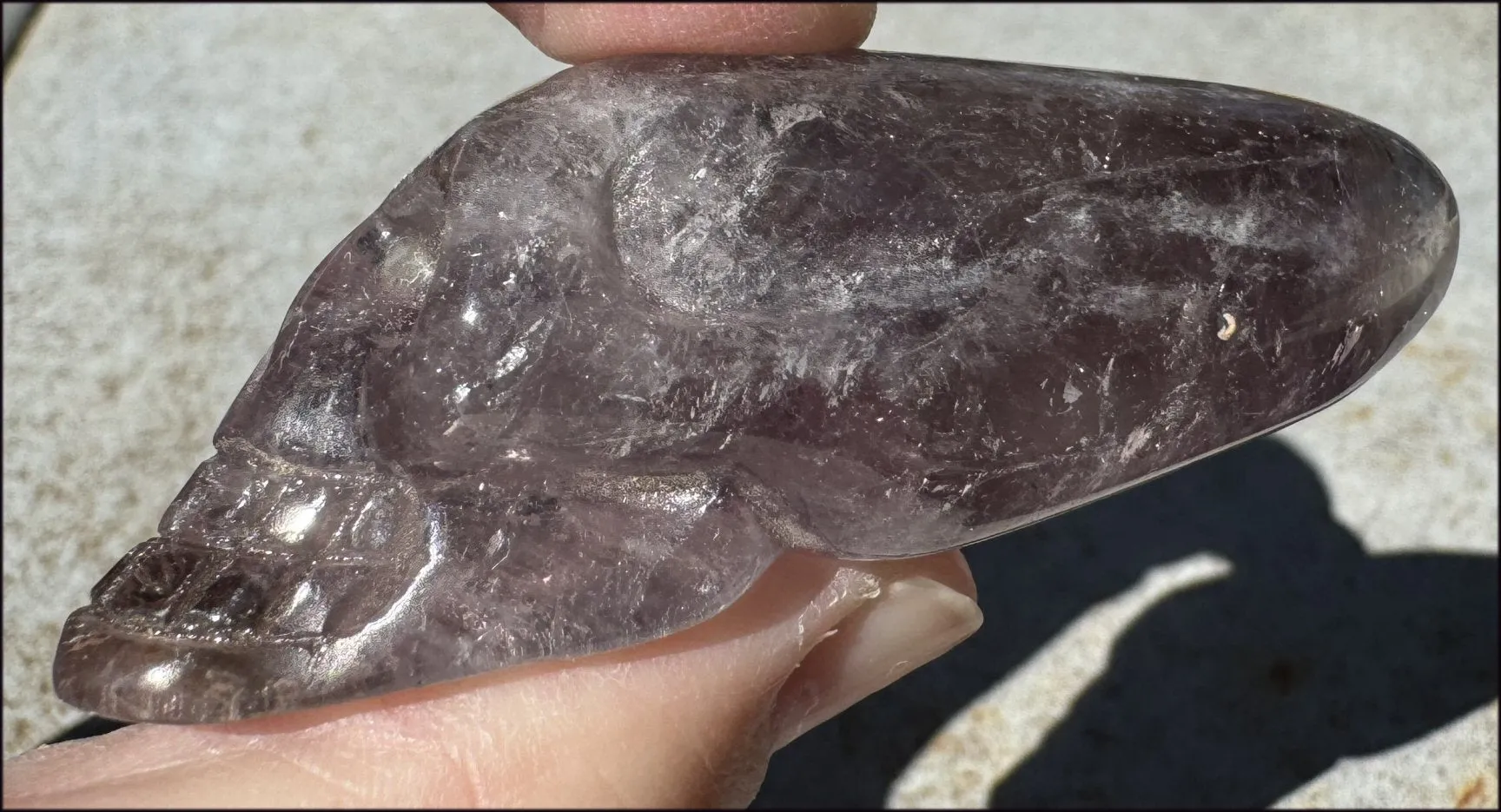 Amethyst ANUNNAKI STYLE Crystal Skull with Smoky Phantoms