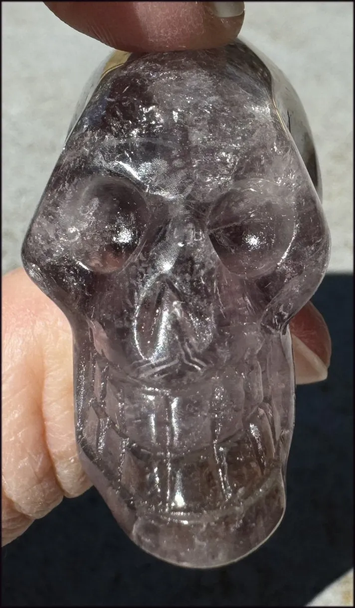 Amethyst ANUNNAKI STYLE Crystal Skull with Smoky Phantoms