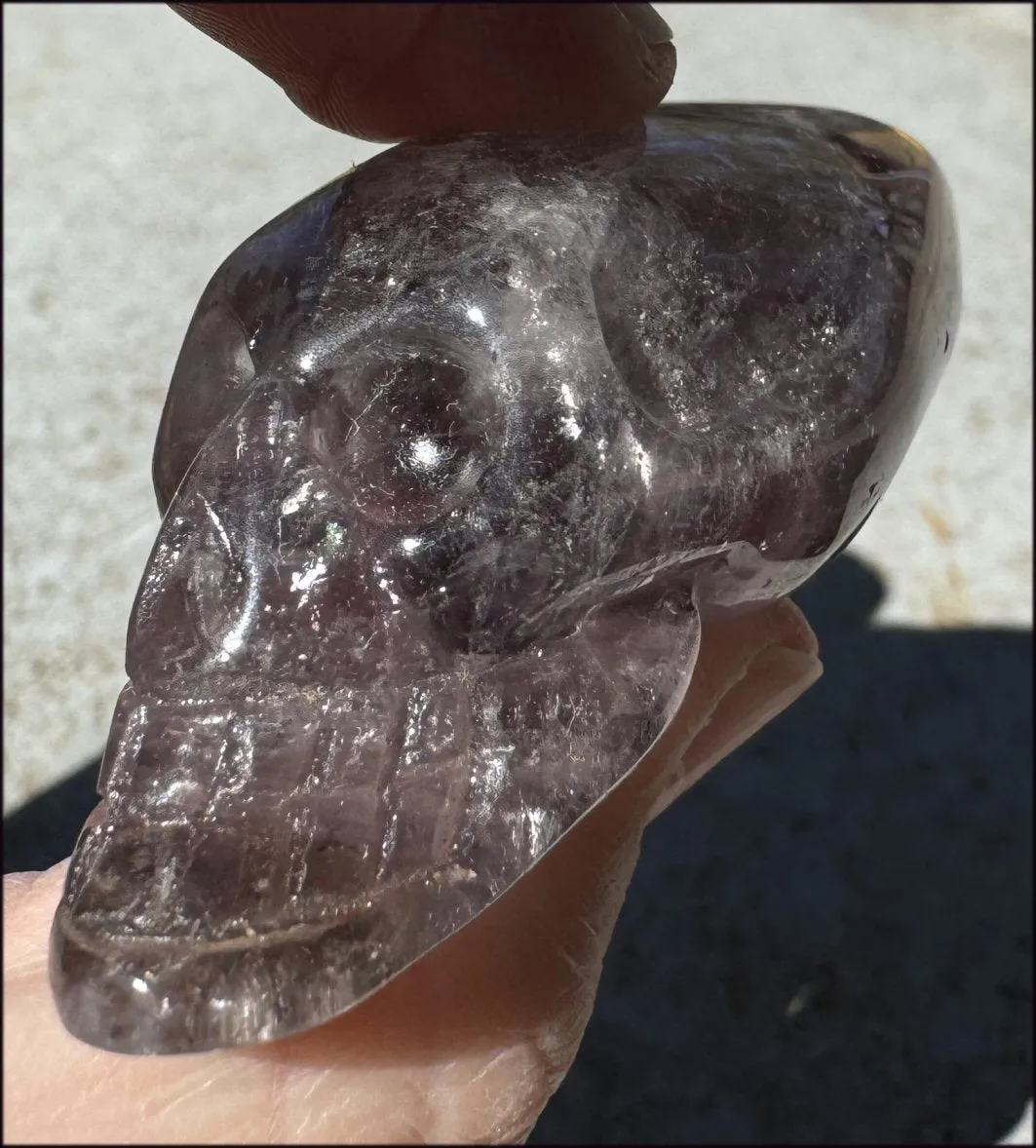 Amethyst ANUNNAKI STYLE Crystal Skull with Smoky Phantoms
