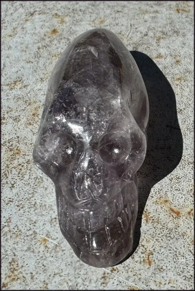 Amethyst ANUNNAKI STYLE Crystal Skull with Smoky Phantoms