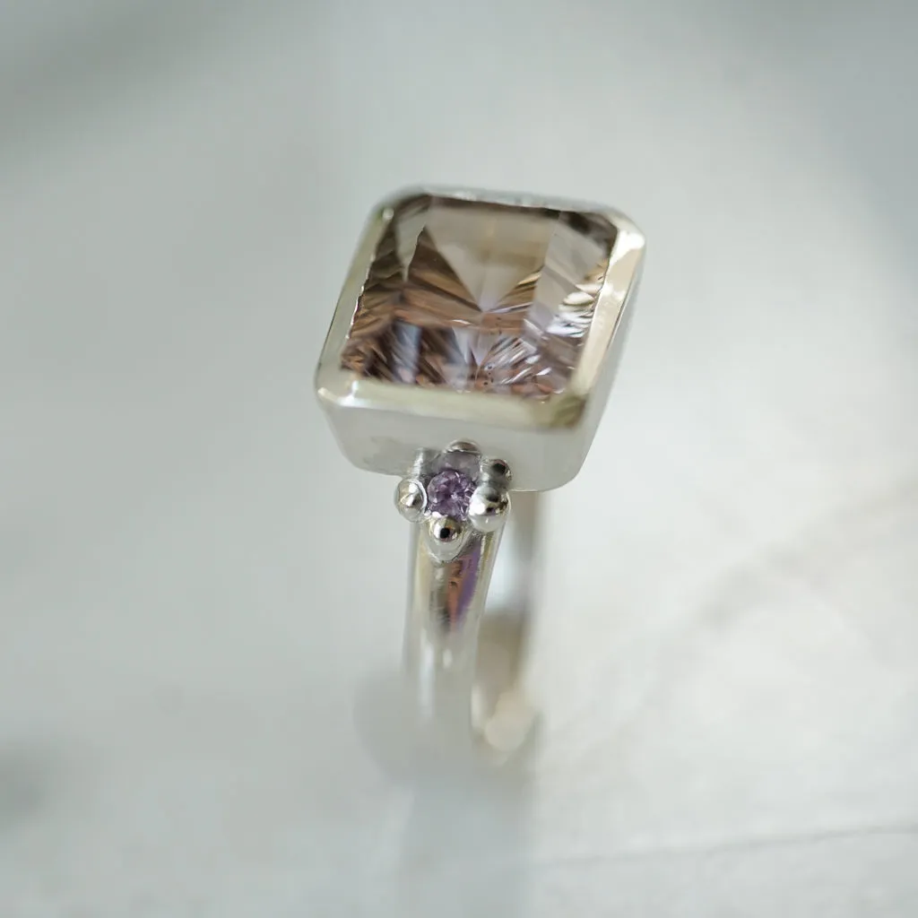 Ametrine Silver ring with amethysts