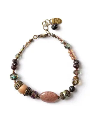 Anne Vaughan Designs Jewelry - Mauve 7.75-8.75" Czech Glass, Druzy, Lepidolite Quartz Simple Bracelet