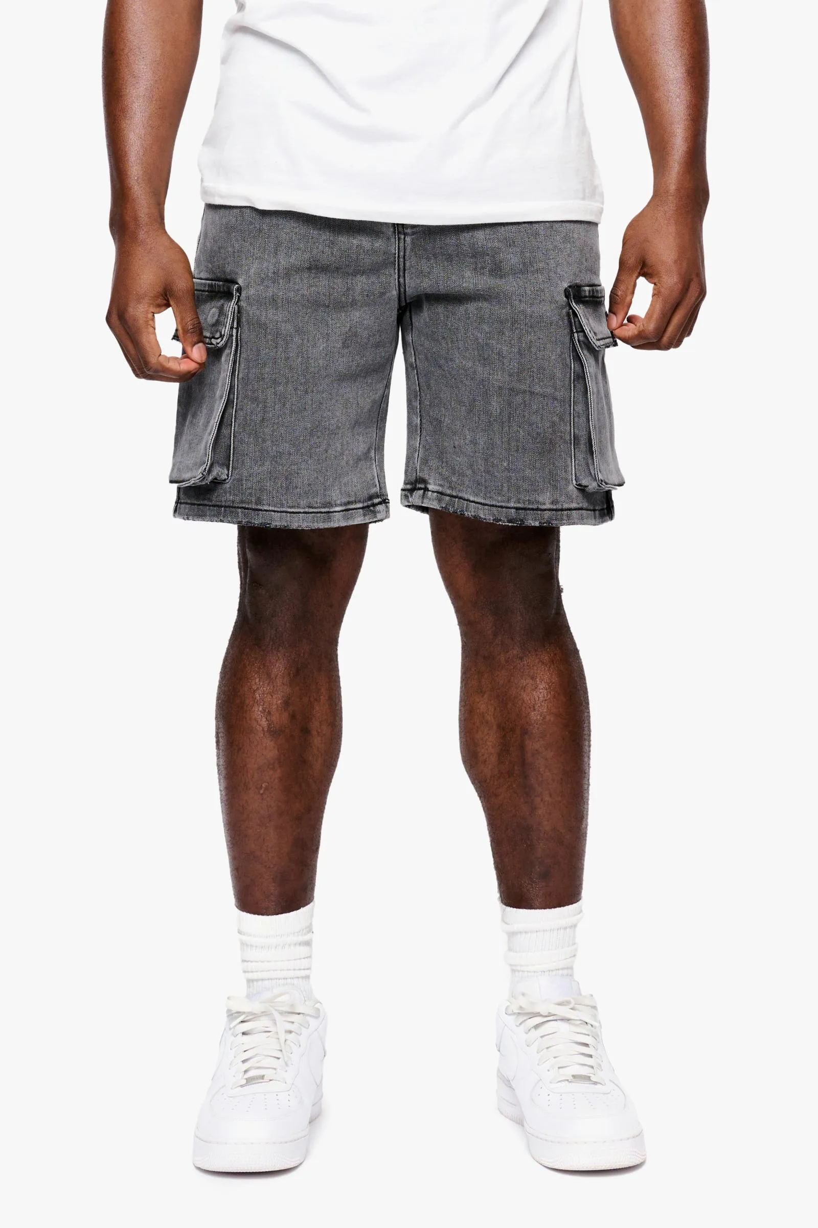 ANOM "ZEPHYR" GRAY WASH DENIM SHORTS