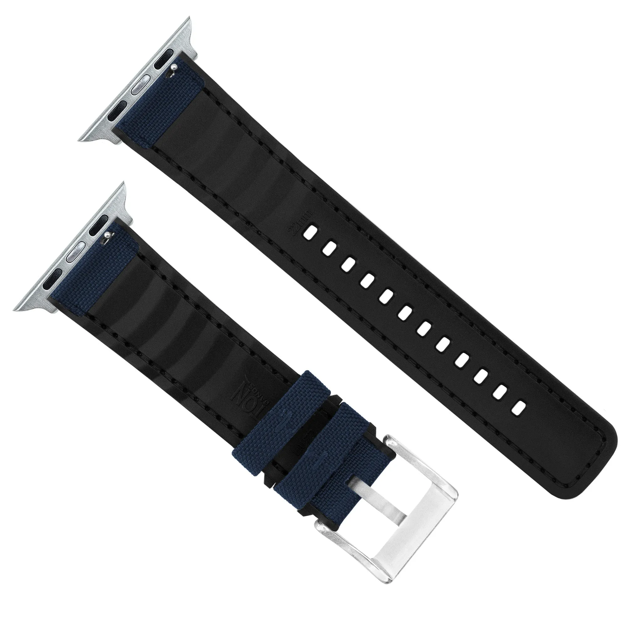 Apple Watch Navy Blue Cordura Fabric And Silicone Hybrid Watch Band