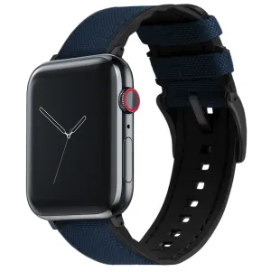 Apple Watch Navy Blue Cordura Fabric And Silicone Hybrid Watch Band