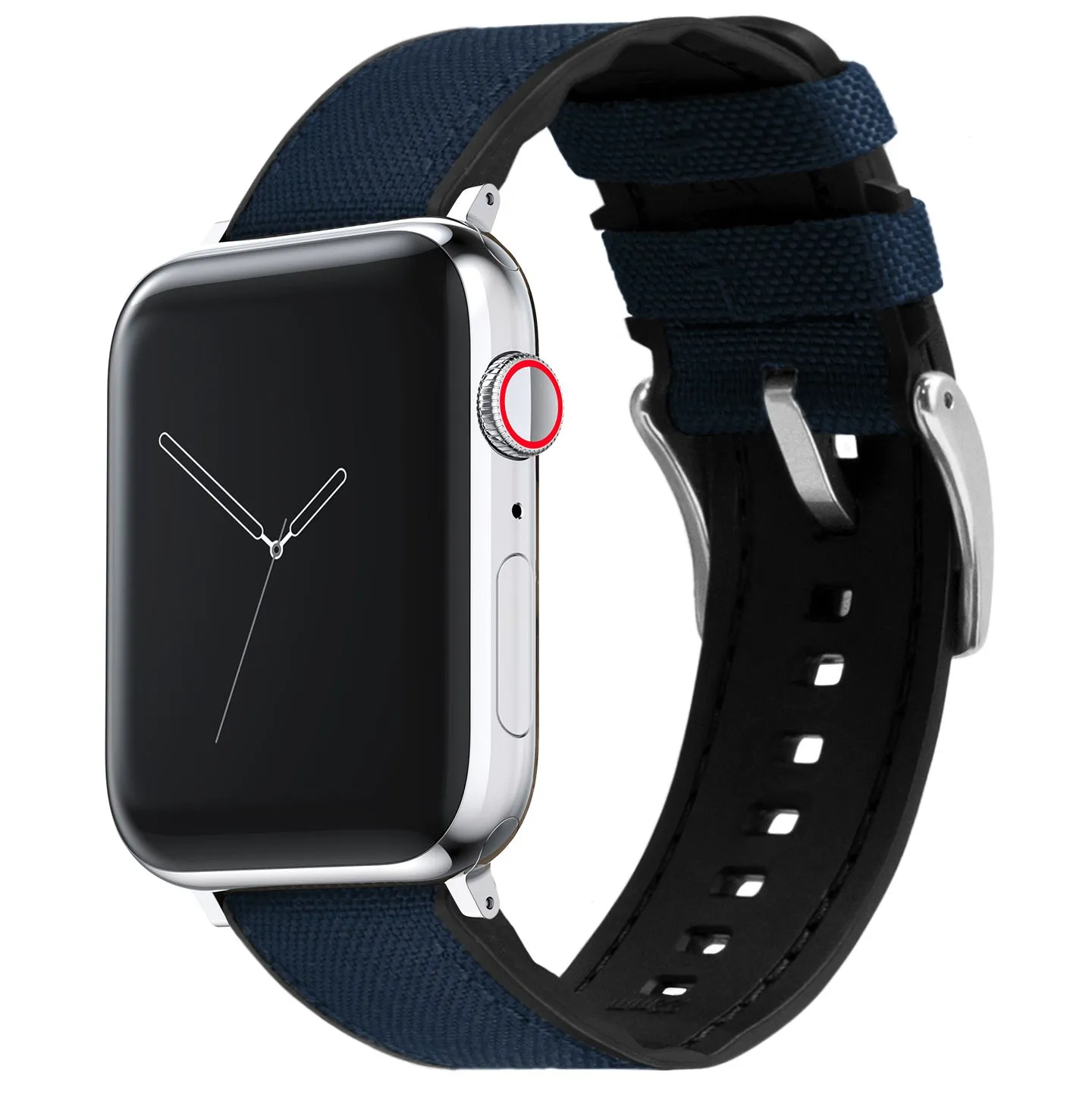Apple Watch Navy Blue Cordura Fabric And Silicone Hybrid Watch Band