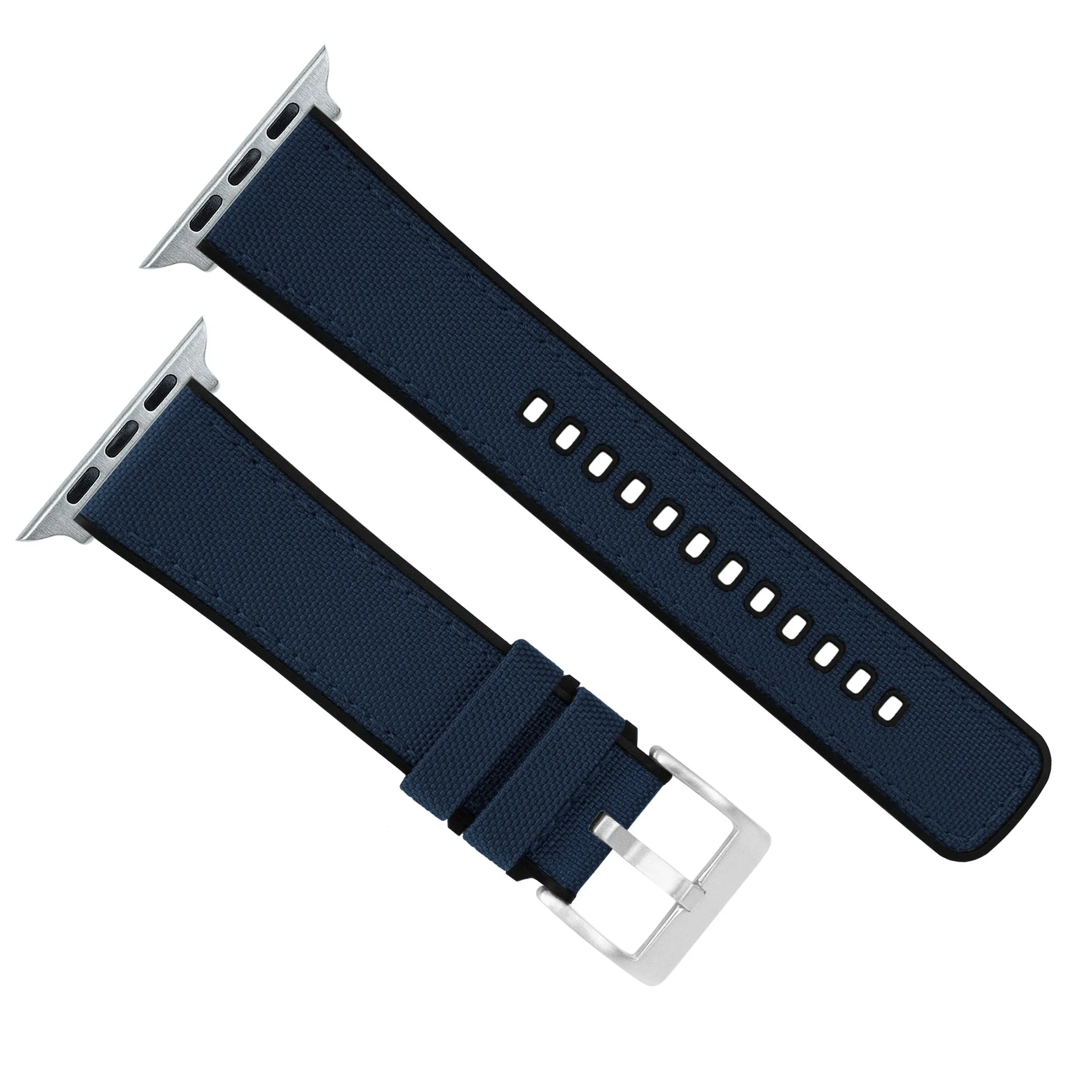 Apple Watch Navy Blue Cordura Fabric And Silicone Hybrid Watch Band