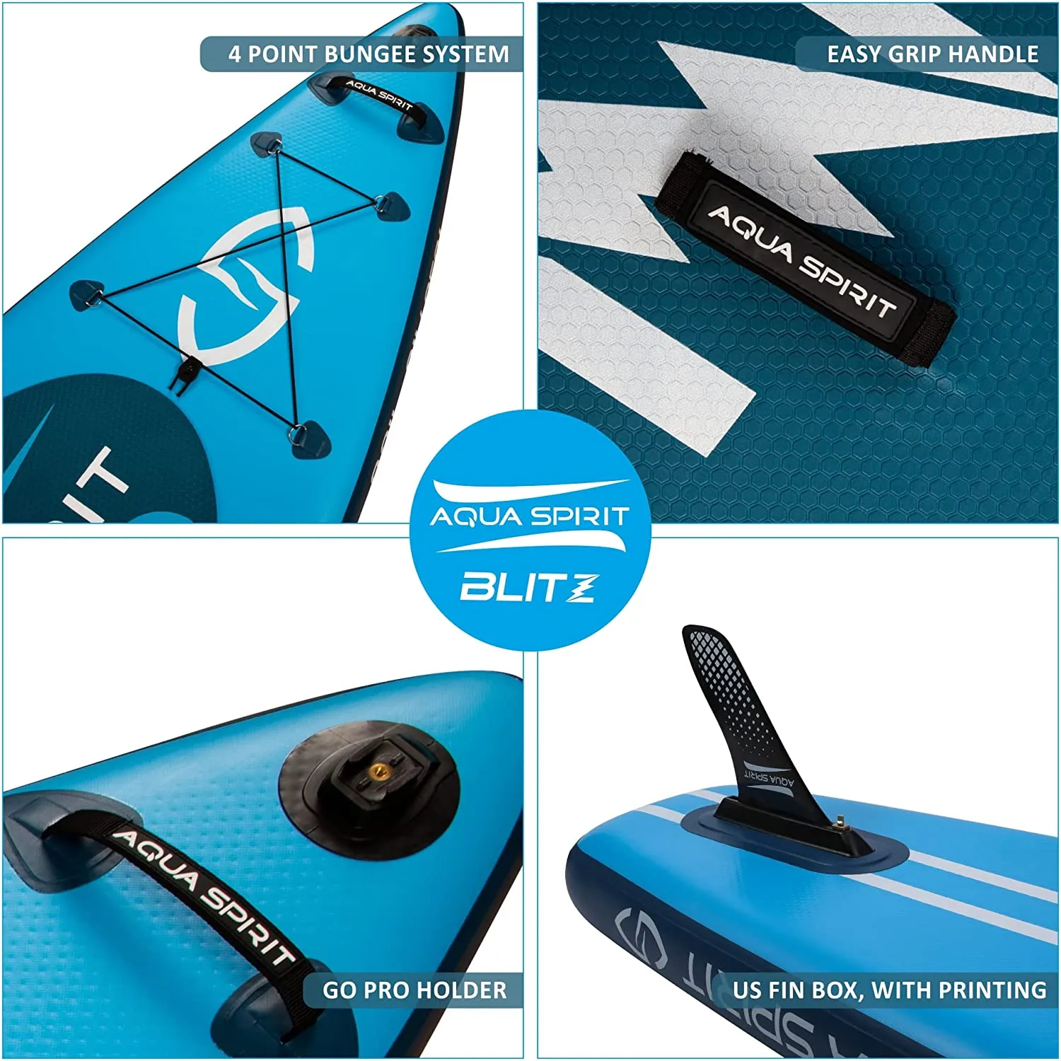 AQUA SPIRIT Blitz 10’8 & 12' PREMIUM iSUP Inflatable Stand up Paddle Board & Kayak with Top Accessories, Made From Premium Material, All Inclusive Package, 2 Years Of Warranty