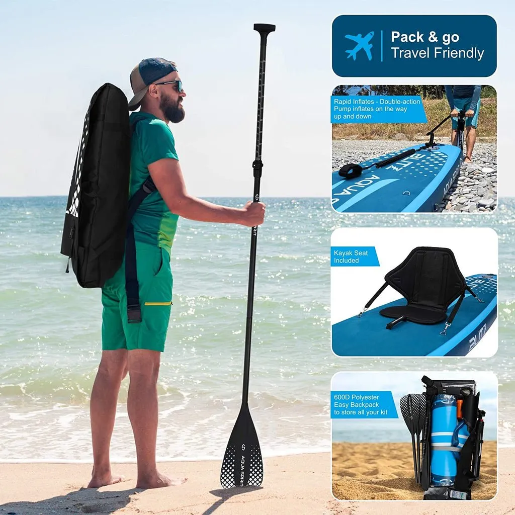 AQUA SPIRIT Blitz 12'6" PREMIUM iSUP Inflatable Stand up Paddle Board & Kayak with Top Accessories, Made From Premium Material, All Inclusive Package, 2 Years Of Warranty