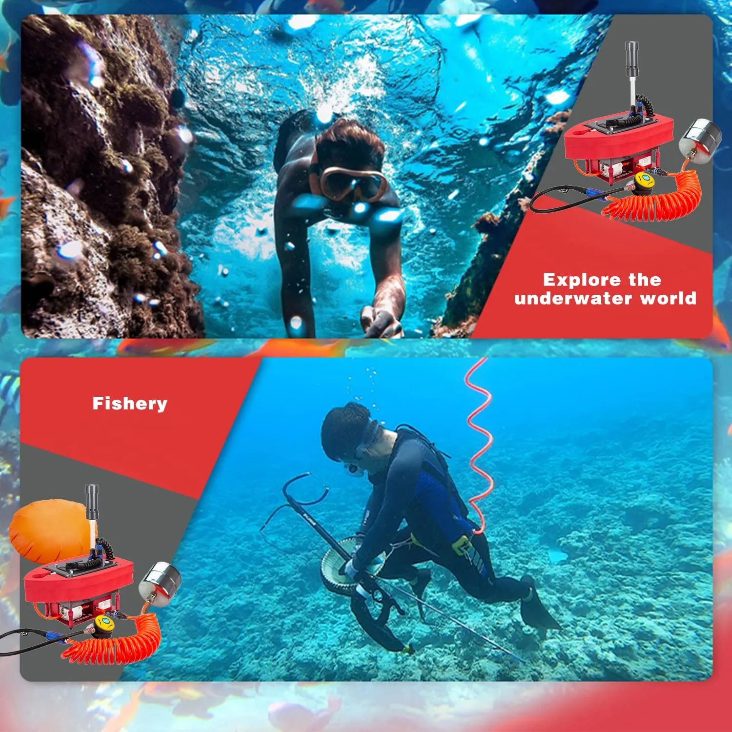 AQUAROBO 819-4.5 Dive Systems Diving Ventilator Diving Scuba Tanks,Diving Tanks Portable Rechargeable Scuba Tanks Diving System,Waterproof Air Compressor(4.5Hrs)