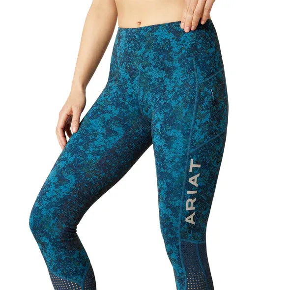 Ariat EOS Full Seat Ladies Tights Deep Petroleum Camo Floral