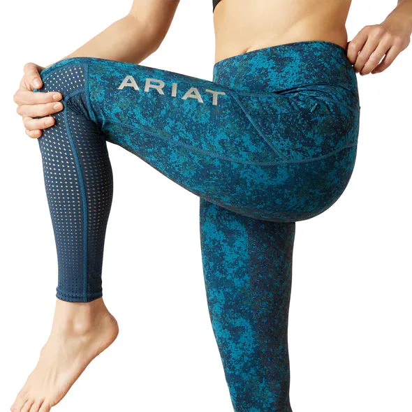 Ariat EOS Full Seat Ladies Tights Deep Petroleum Camo Floral