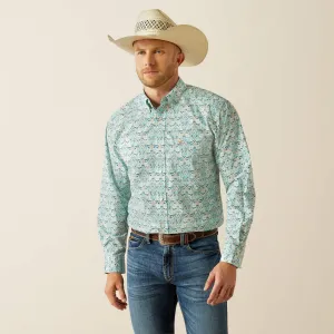 Ariat Jerome Classic Fit Teal Paisley Print Button-Down Shirt for Men